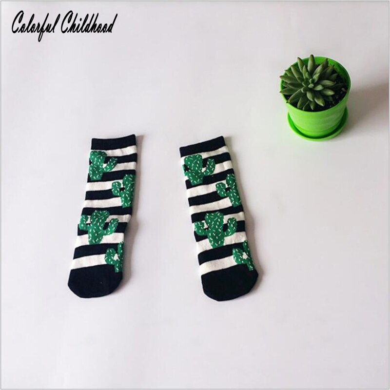 Cactus kindersokken katoen zwart wit gestreepte sokken baby beenwarmers peuter meisjes kleding accessoires