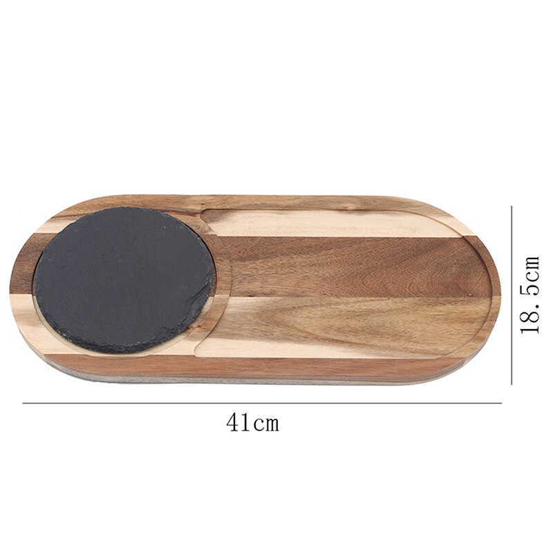Wood Snack Disc Wood Tray Black Slate Bread Plate Lovesickness Wooden Plate Western-style Japanese Food: style2