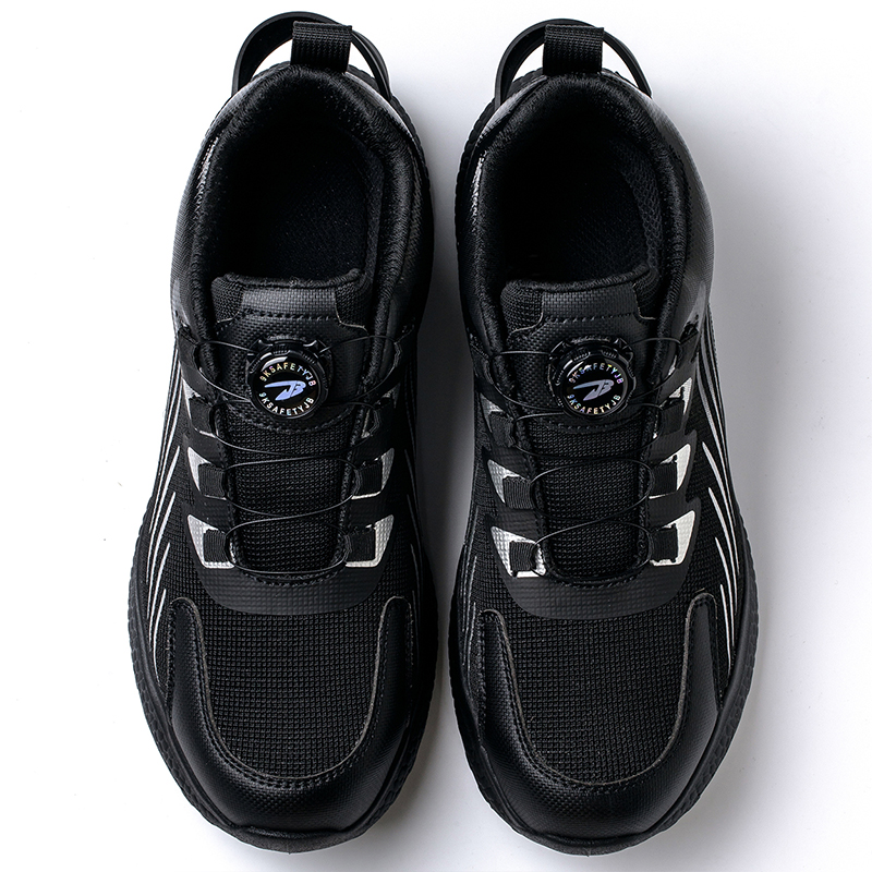 Chaussures de sécurité anti-écrasement et anti-coup de couteau pour femmes, avec capuchon en acier, antidérapantes, sans laçage, bouton rotatif, modèles chauds,