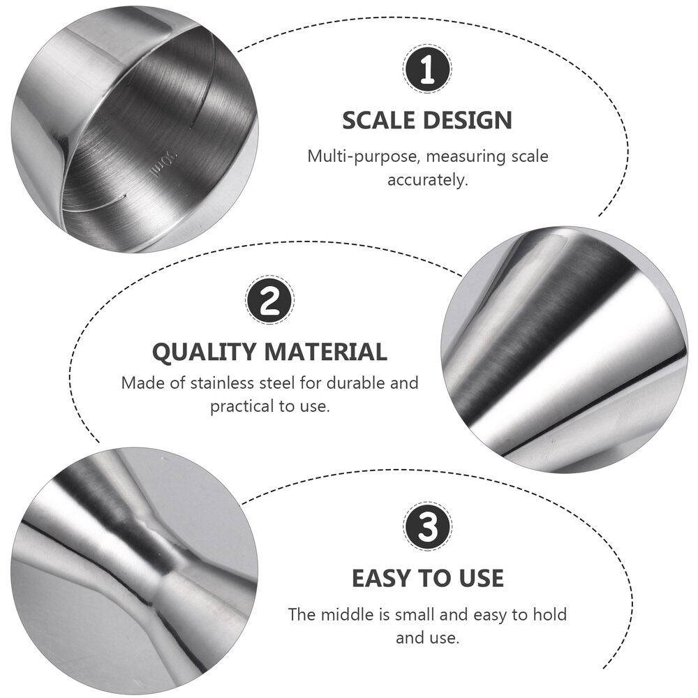 1pc Stainless Steel Double Jigger Stainless Steel Cocktail Measuring Cup (30/45ml)