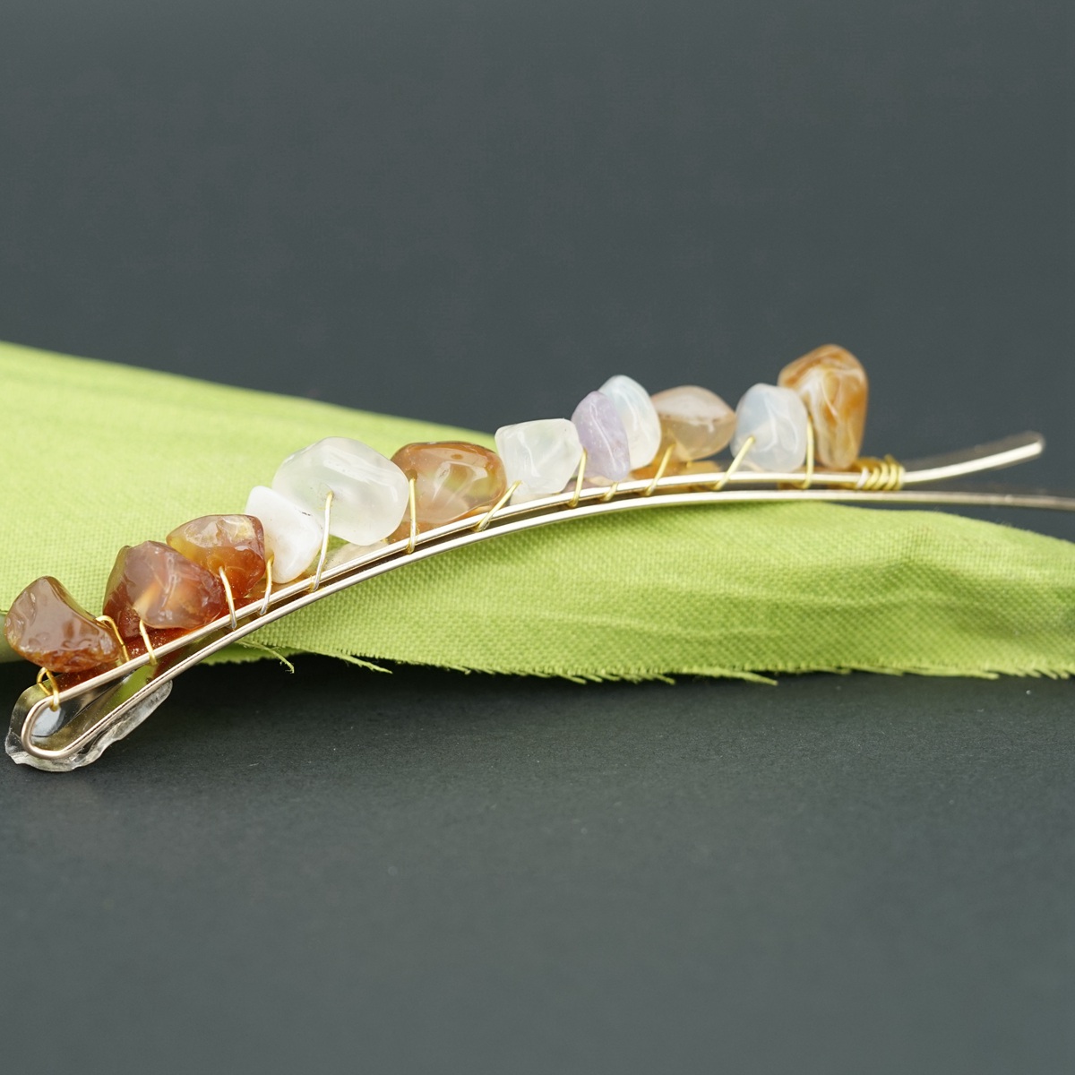 Women Hair Clip Pin Handmade Chip Gemstone Barrettes Hair Grips Accessories Crystal Bobby hairpin Girls Headwear