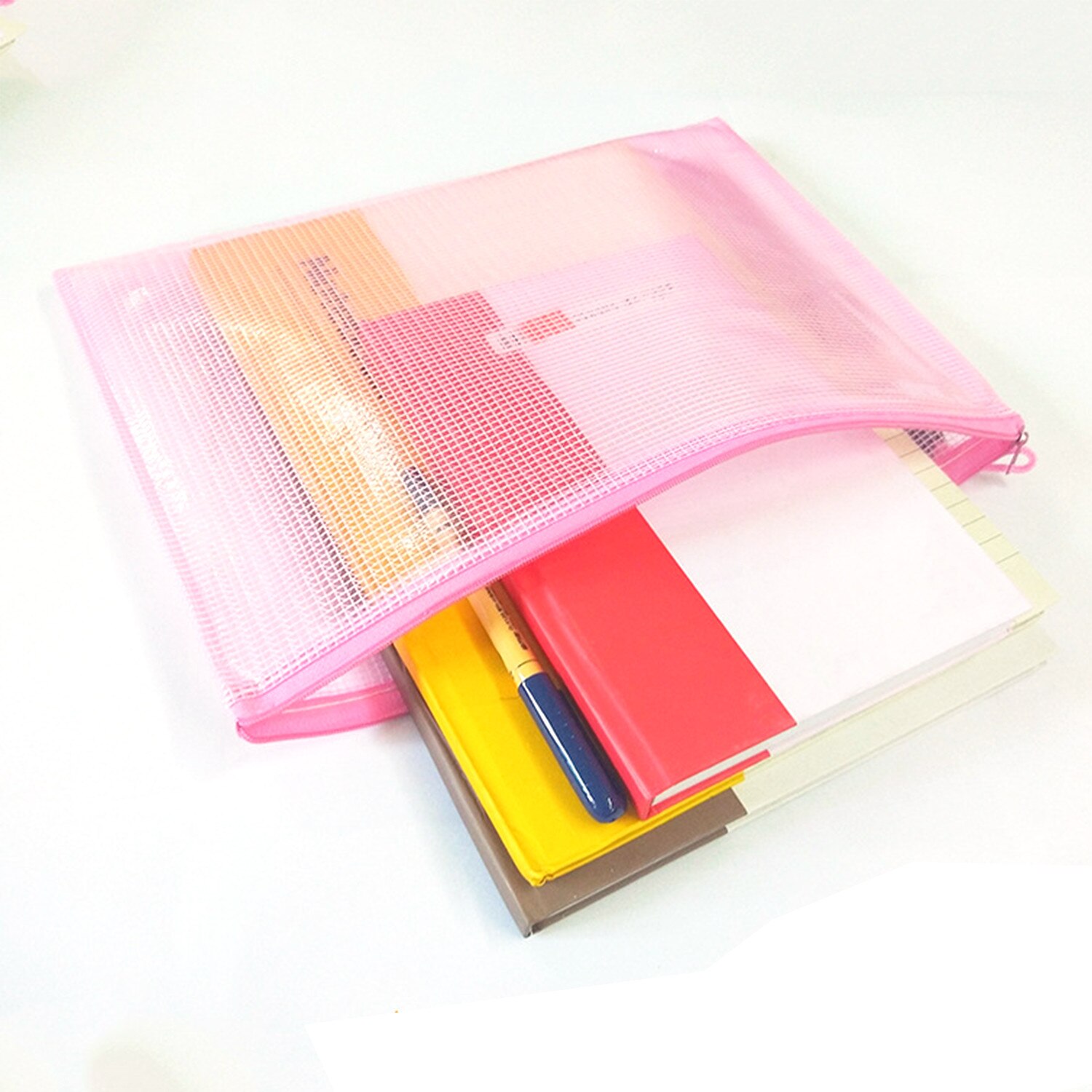 5pcs/lot office File Bag student supplies Waterproof Plastic Zipper Paper File Folder Book Pencil Pen Case Bag File document bag