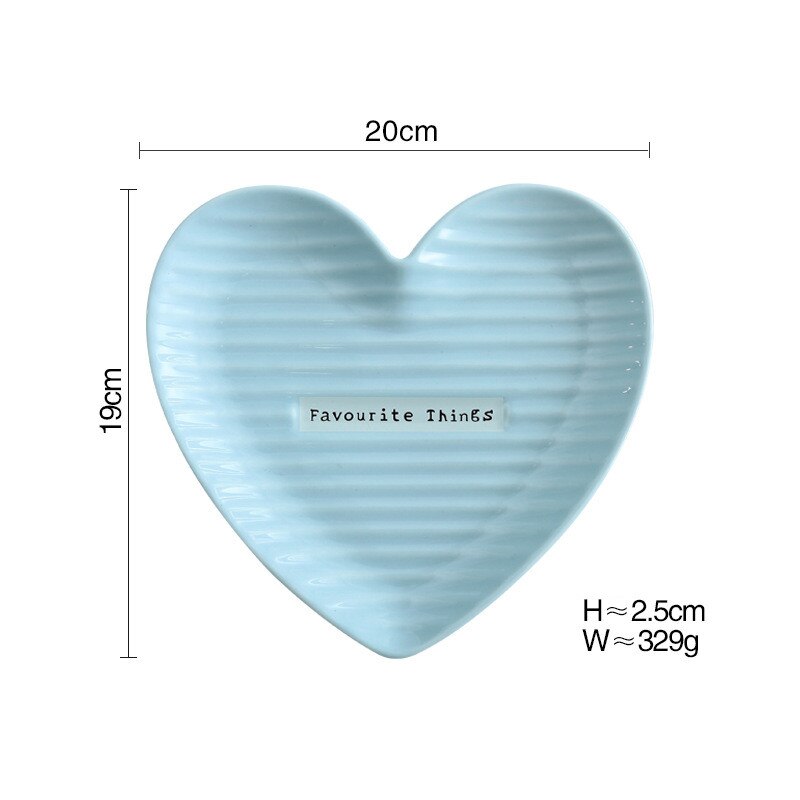 Nordic Heart Shape Ceramic Plate Romantic Porcelain Dinner Plate Lover's Breakfast Dinnerware Home Decorative Snack Dishes Plate: Blue / S 12.5x13cm