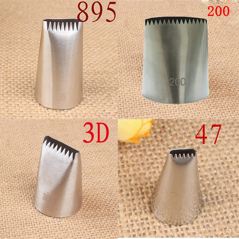 1Pc/4 Stuks # 3D #47 #895 #200 Cake Decorating Tips Set Pastry Icing Piping nozzles Rvs Enkele Rij Bloem Mand Nozzle: 4PCS