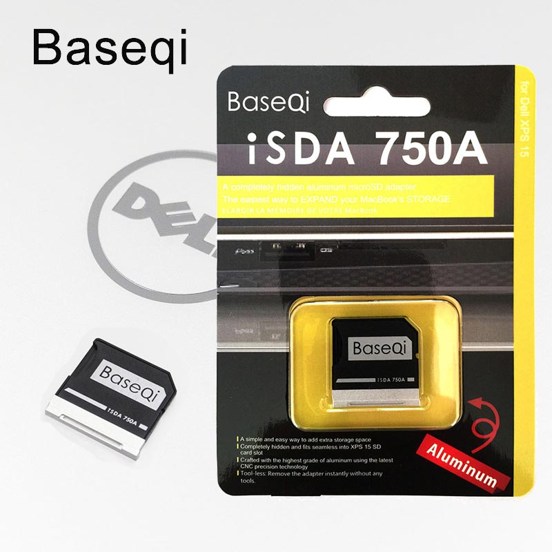 BaseQi microSD Card Adapter 750A Ninja Stealth Drive Metal adaptador For Dell XPS 15" 9550 Micro SD Card Reader adaptador