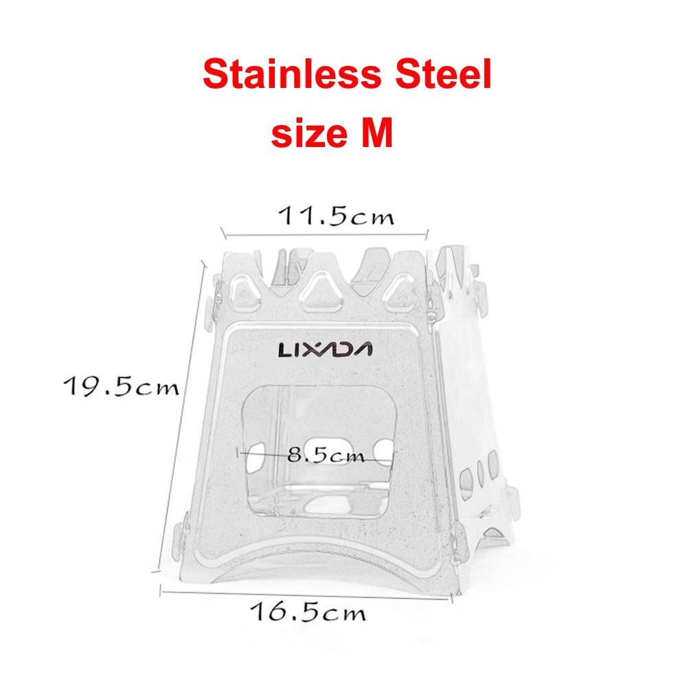 Lixada Compact Folding Titanium Wood Stove Outdoor Camping Stove Cooking Picnic Stove Portable Wood Furnace Burners: Stainless Steel  M