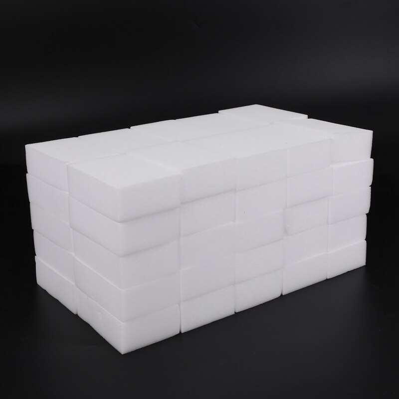 100X Schoonmaak Gum Spons Melamine Schuim 9X6x3cm Extra Dikke