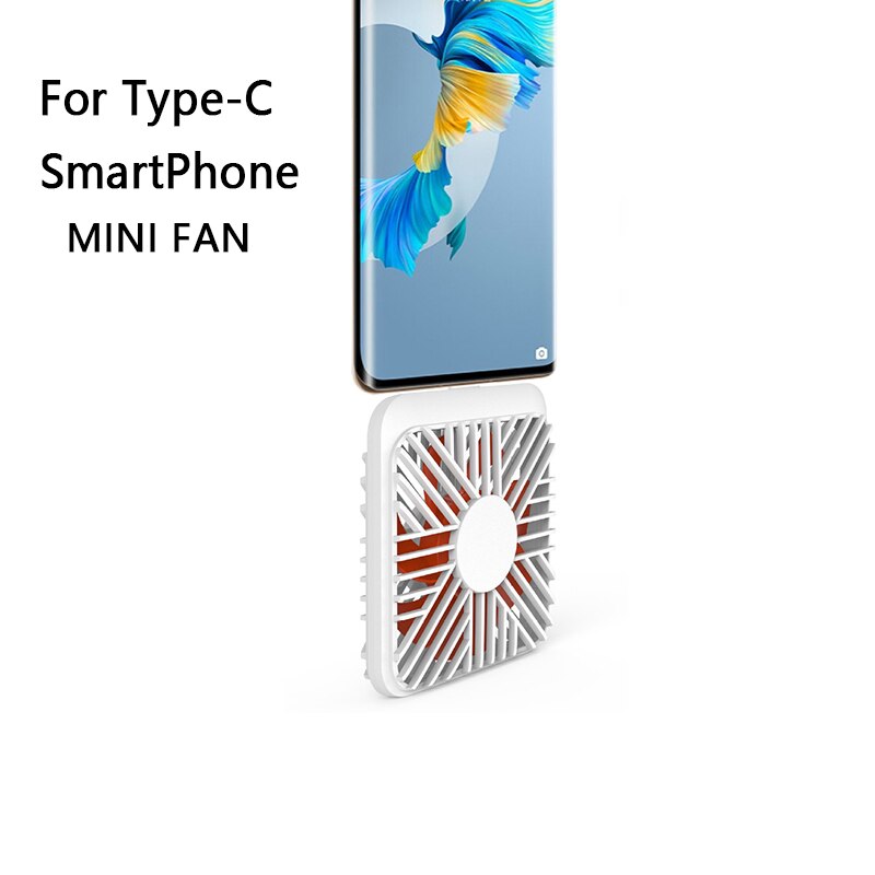 Portable Mini 2 In 1 Mobile Phone Fan, Type-C Adapter Type IOS Smartphone For Iphone Android Cooling Fan: White TC