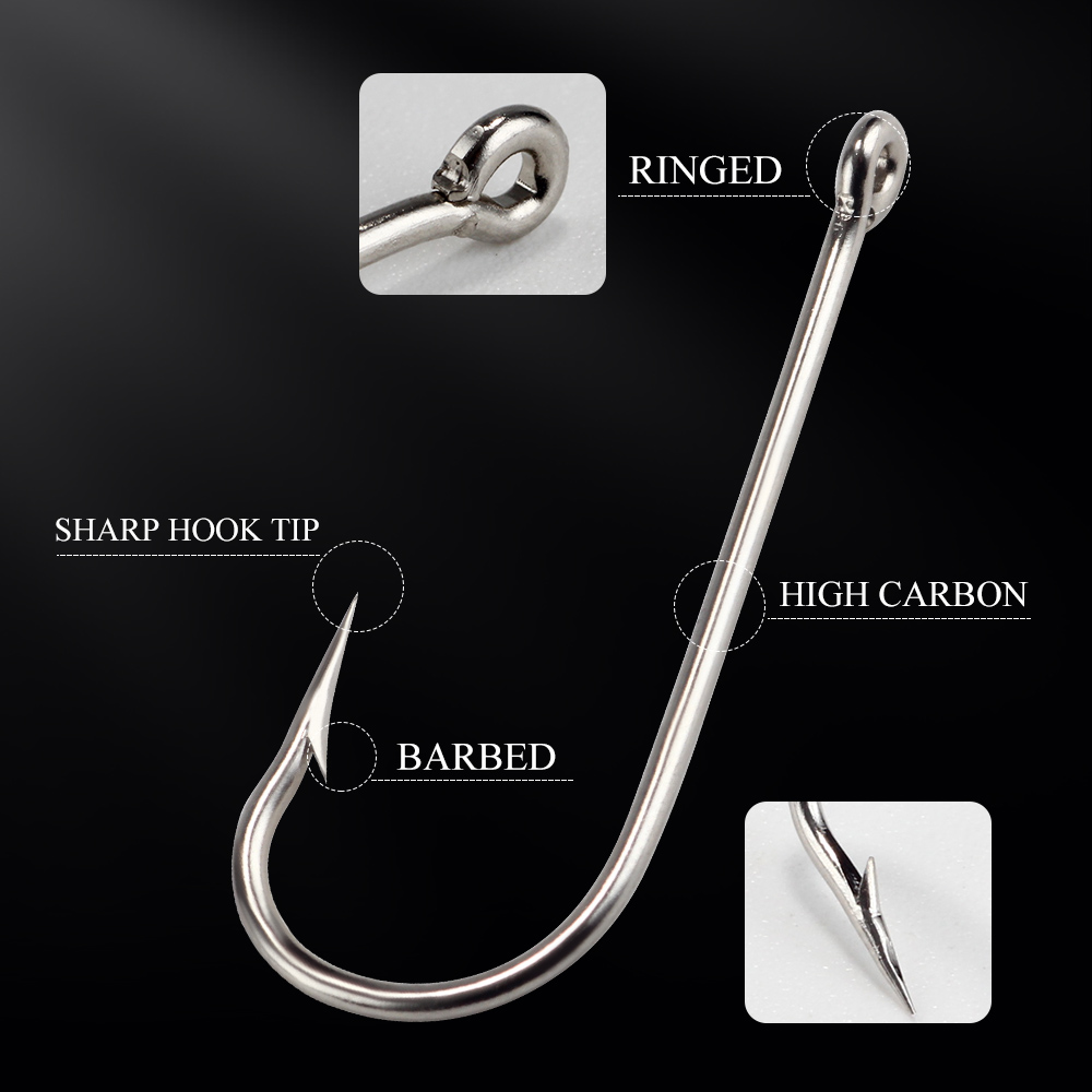 FTK 10#-20# 100Pcs/Box Bent Sea Round Hook 2335 Nickel Big Ringed Hooks From Norway For Jigging Carp Fishhook Fishing Tackle