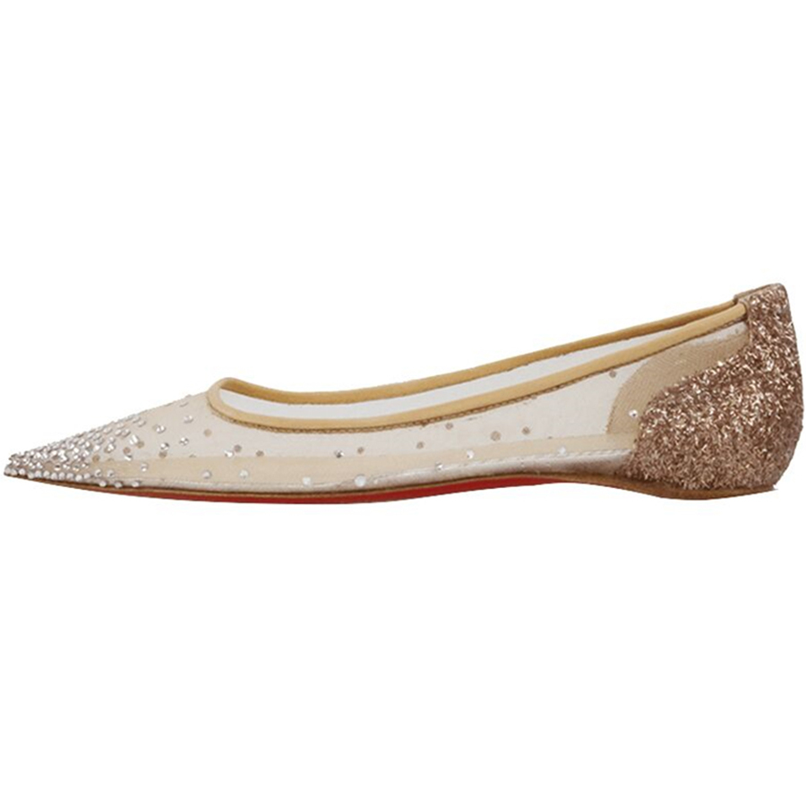 Spring Ladies Flats Shoes Women Rhinestone Comfortable Pointed Toe Flat Shoes Gold Silver Female Casual Woman Boat Shoes