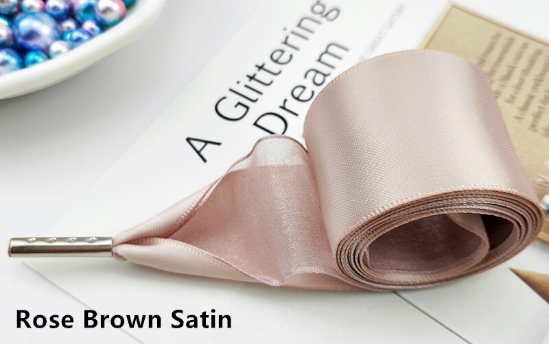 Boutique Schnürsenkel 19 Farbe 3,2 cm Breite Doppel Satin Organza Schnürsenkel Schöne Spitze Verbreitert Freizeit Sport Schuhe Schnürsenkel: Rose Brown