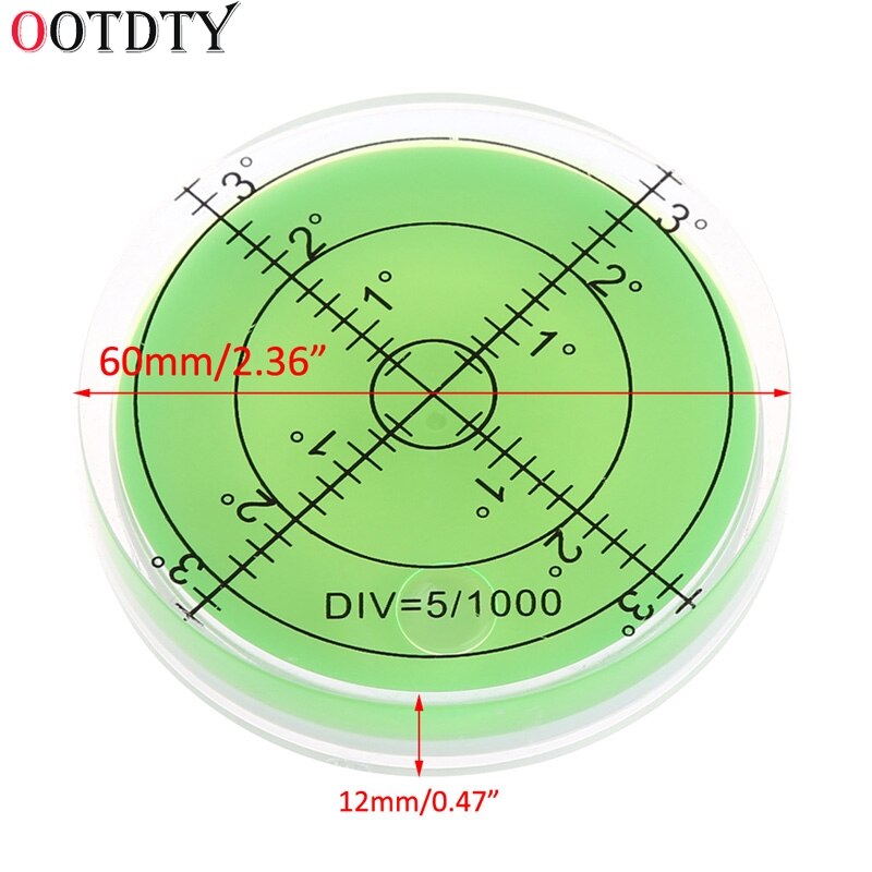 OOTDTY 60mm Large Spirit Bubble Level Degree Mark Surface Circular Measuring Bulls Eyes