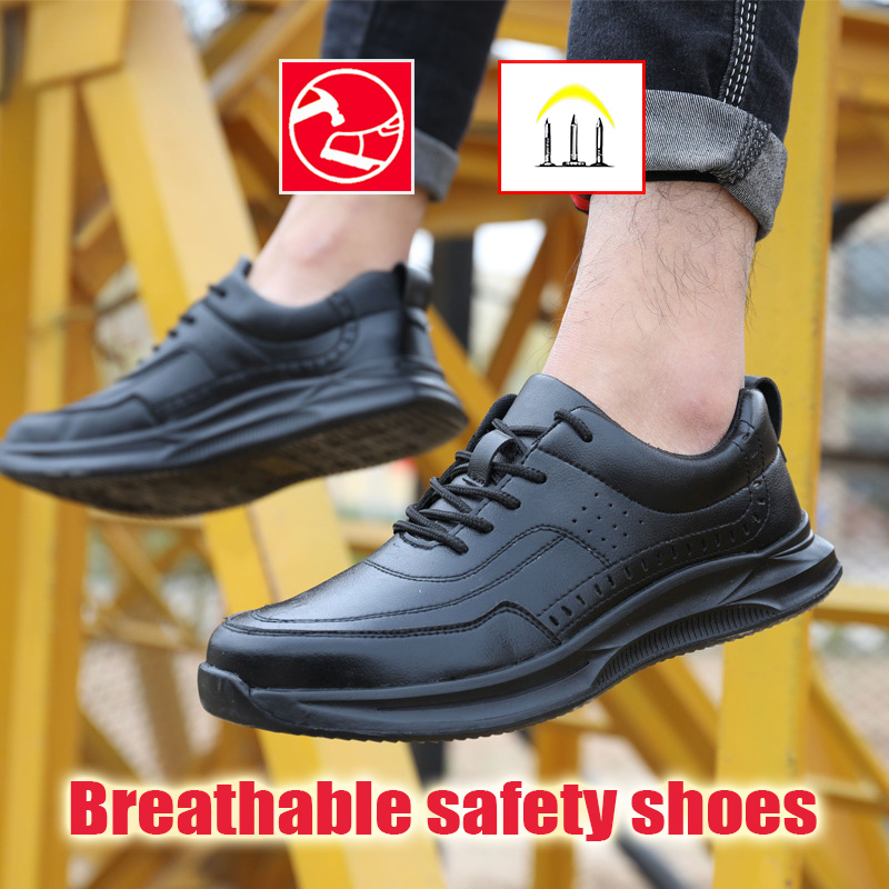 Men's working safety shoes security steel toe boots breathable lightweight industrial construction footwear