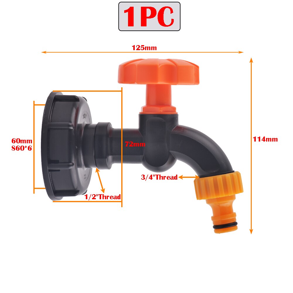 1/2" 3/4" 1" Female Thread IBC Tank Adapter Water Tap Connectors Valve Replacement Fittings Garden Agriculture Irrigation Tools: H