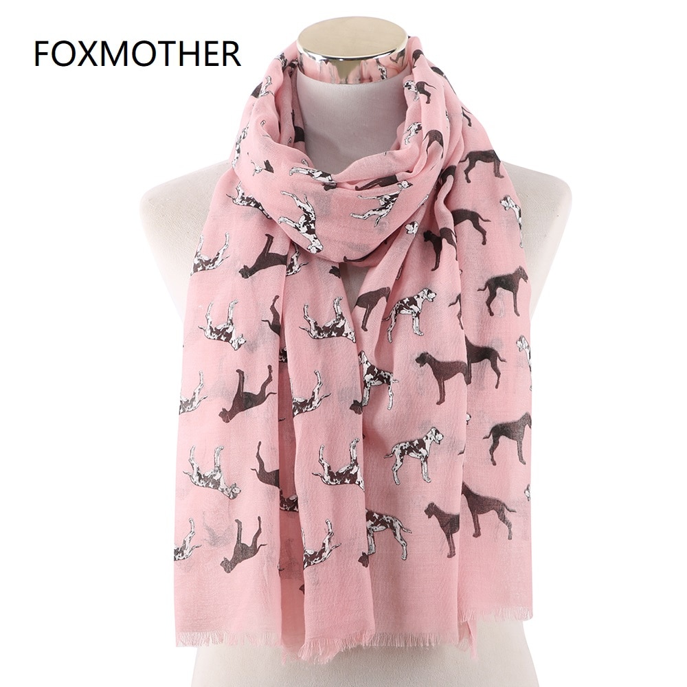 FOXMOTHER Neue Weiß Rosa Dalmatiner Schals Foulard Femme Bufanda Mujer Hund Schals Frauen Hund Liebhaber Mama