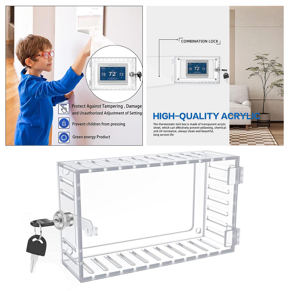 Universele Thermostaat Lock Box Met Sleutel Acryl Transparante Grote Thermostaat Protector Cover Voor Thermostaat Op Muur
