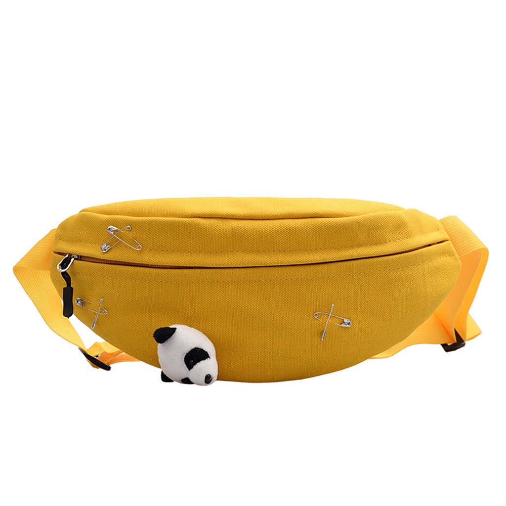 Fanny Pack pour femmes toile taille sac mignon Panda frais étudiant sac à bandoulière Harajuku nerka rein poitrine sacs sac banane femme: Jaune