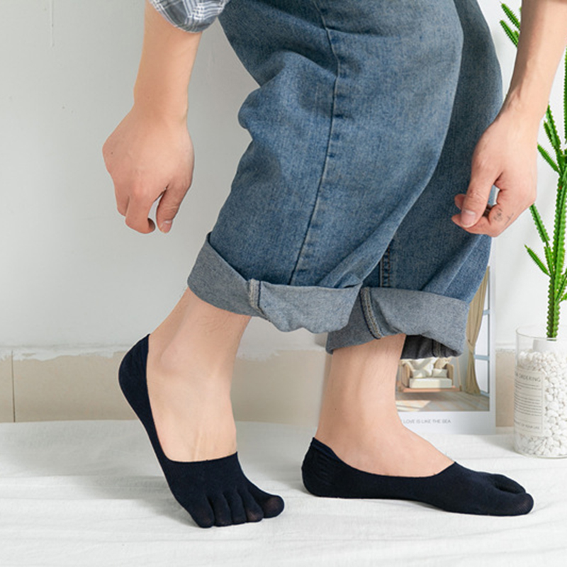 1Pairs Mens Cotton Sport Socks Toe Five Finger Socks Outdoor Cycling Running basketball Breathable Low Cut Boat Non-slip Socks