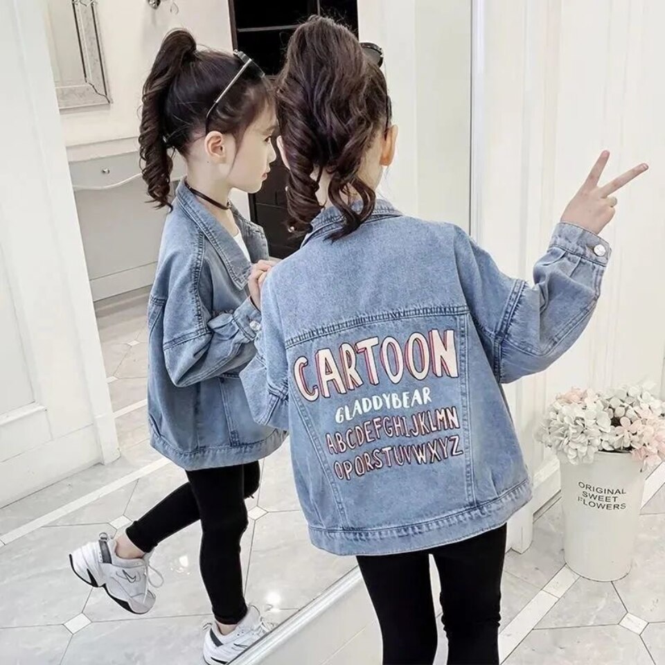 Lente Herfst Meisje Jassen Jassen Casual Sport Kid Denim Jean Jas Voor 3 4 5 6 7 8 9 10 11 12 Jaar
