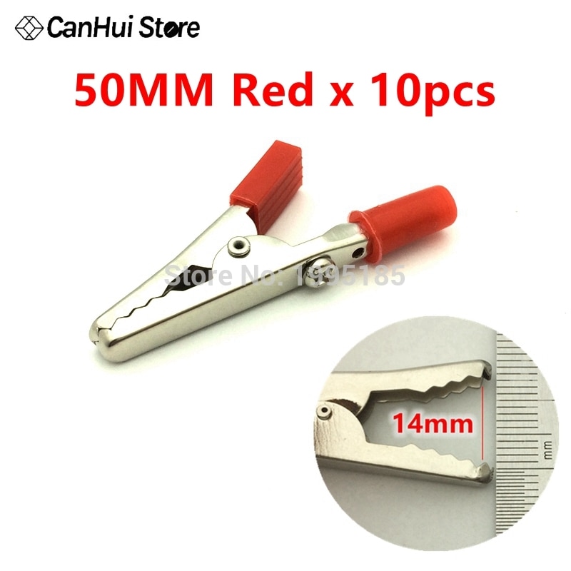 10 stk imc 30/45/50mm plasthåndtak testprobe metallkrokodilleklemmer: 50mm røde 10 stk