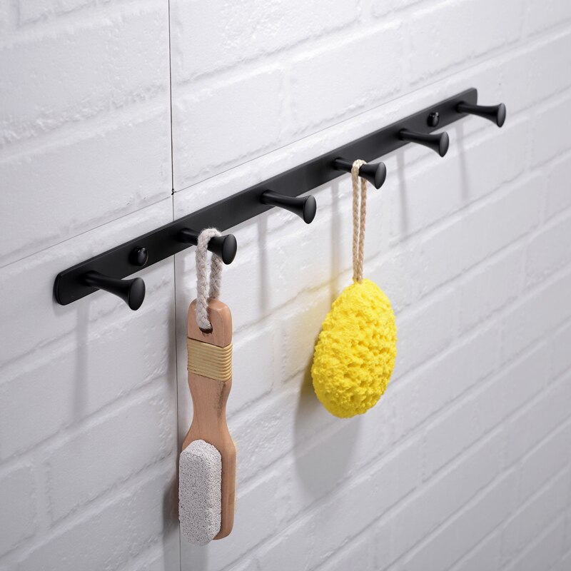 Gancho redondo de latón negro para bata, perchero para abrigo y sombrero, montaje en pared, acabado negro, accesorios de cocina para Baño
