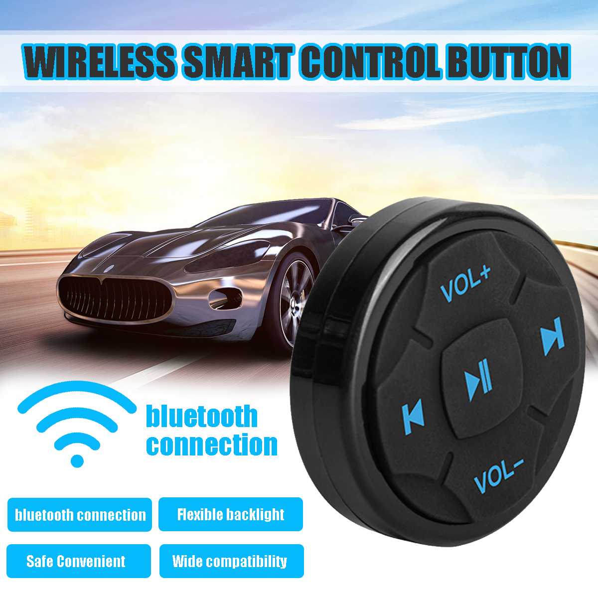 Draadloze Bluetooth Afstandsbediening Auto Stuurwiel Motorcycle Fietsstuur Media Knop Voor Smart Telefoon
