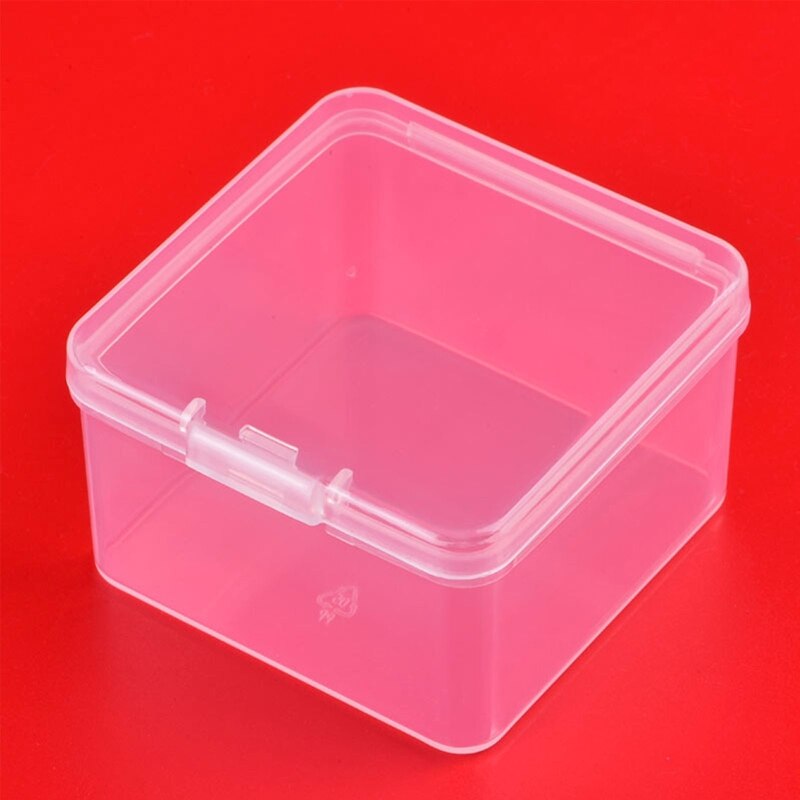 2.56x2.56x1.5in Plastic Box Clear Storage Containers Box Square Storage Containers Box w/ Hinged Lid for Small Items