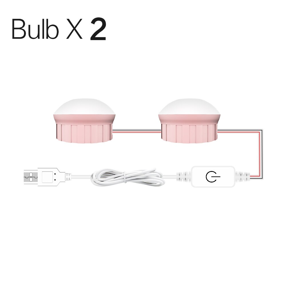 Make up Furniture Lighting USB Port Makeup Vanity Mirror Light Bulb Kit 12V Touch Dimmable Decor Hollywood Dressing Table Lamp: 2 Bulbs Pink
