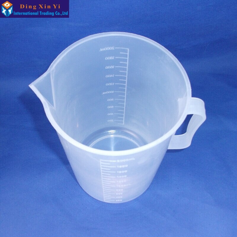 2PCS/lot 2000ml plastic beaker with handle Clear White Plastic Measuring Cup Beaker for Lab Kitchen