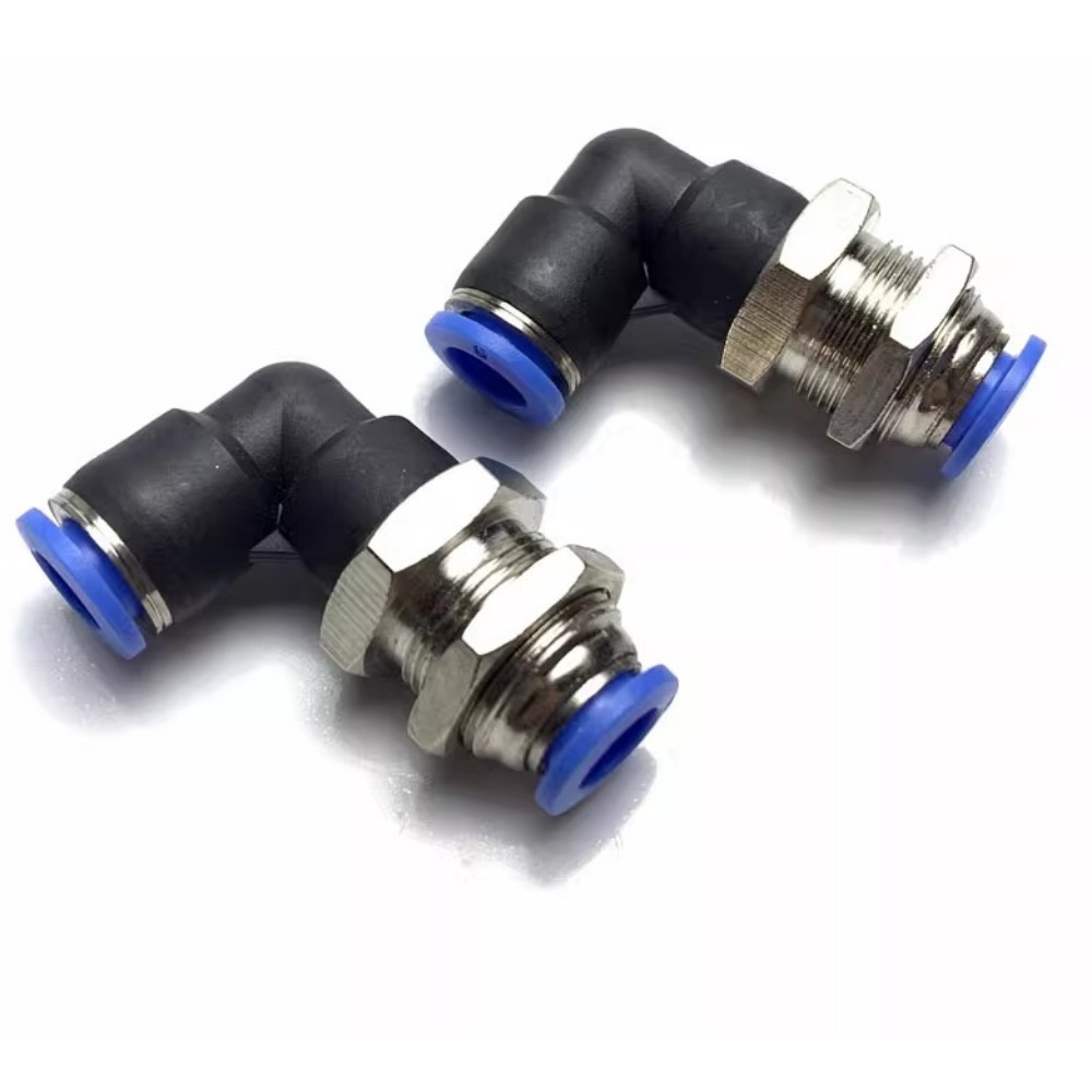 Elbow PLM 4 6 8 10 12 mm Tube Push In Connect Bulkhead Nickel Plated Brsss Pneumatic Air Fitting Connector Adapter