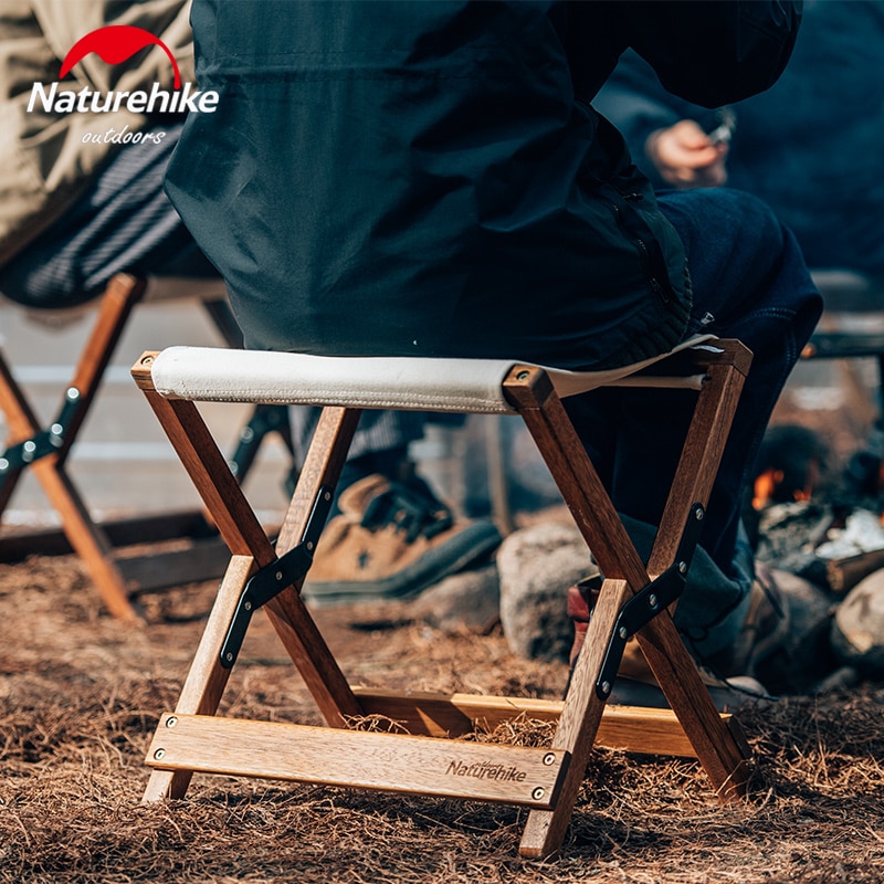 Naturehike ultralette klapstol aftagelig overflade udendørs opbevaring hylde camping rejser massivt træ fiskestol bærbar
