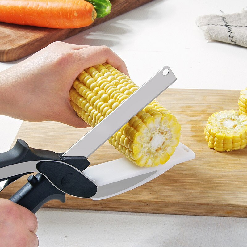 Clever Scissor Cutter 2 In 1 Snijplank Utility Cutter Rvs Ourdoor Smart Groente Schaar Keukenmes