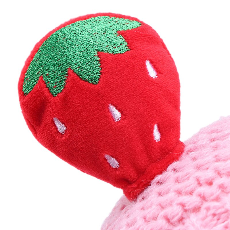 Kids Baby Gebreide Muts Meisjes Leuke Aardbei Baby Katoen Warm Verstelbare Riem Gebreide Fruit Patroon Hoed