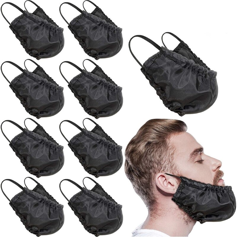 1Pc Mens Black Beard Bandana Cover Facial Apron Guard Cap Blocking Droplets Bedtime Bib Bonnet Rag Protector with Elastic G99E