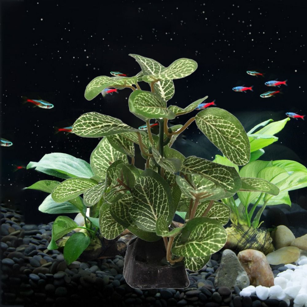 Dekorative Seide realistische Unterwasser für Aquarium Dekor grüne Schildkröte Glas Ornament Aquarium Pflanzen Ficus Baum künstliche Pflanzen