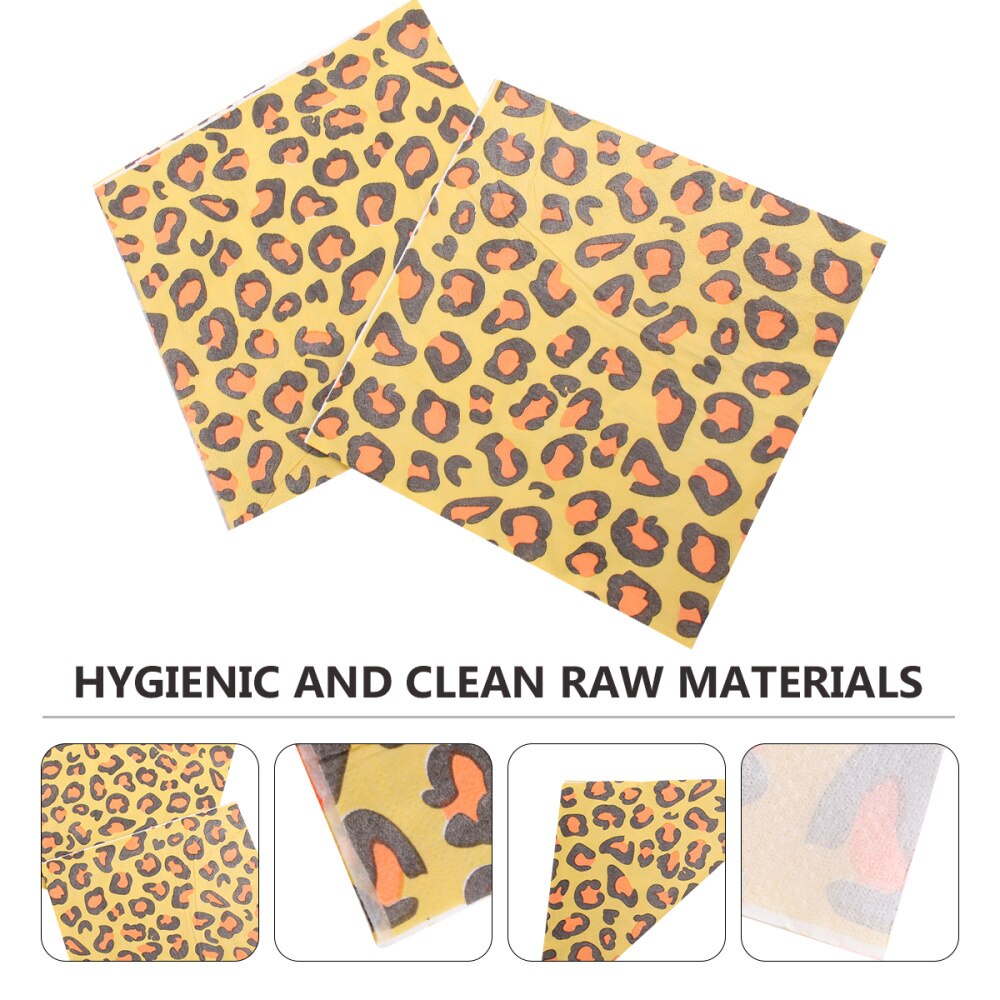40 stk servietter med leopardtrykk, farget mykt, mykt middagspapir, håndkle festartikler til hotellets restaurant