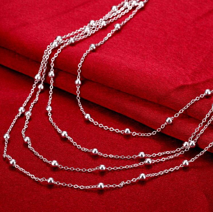 Charm Silver Kleur Sieraden Klassieke Hoge Mode Drie Ketting Licht Zand Kralen Ketting N020 Kinsle: N751