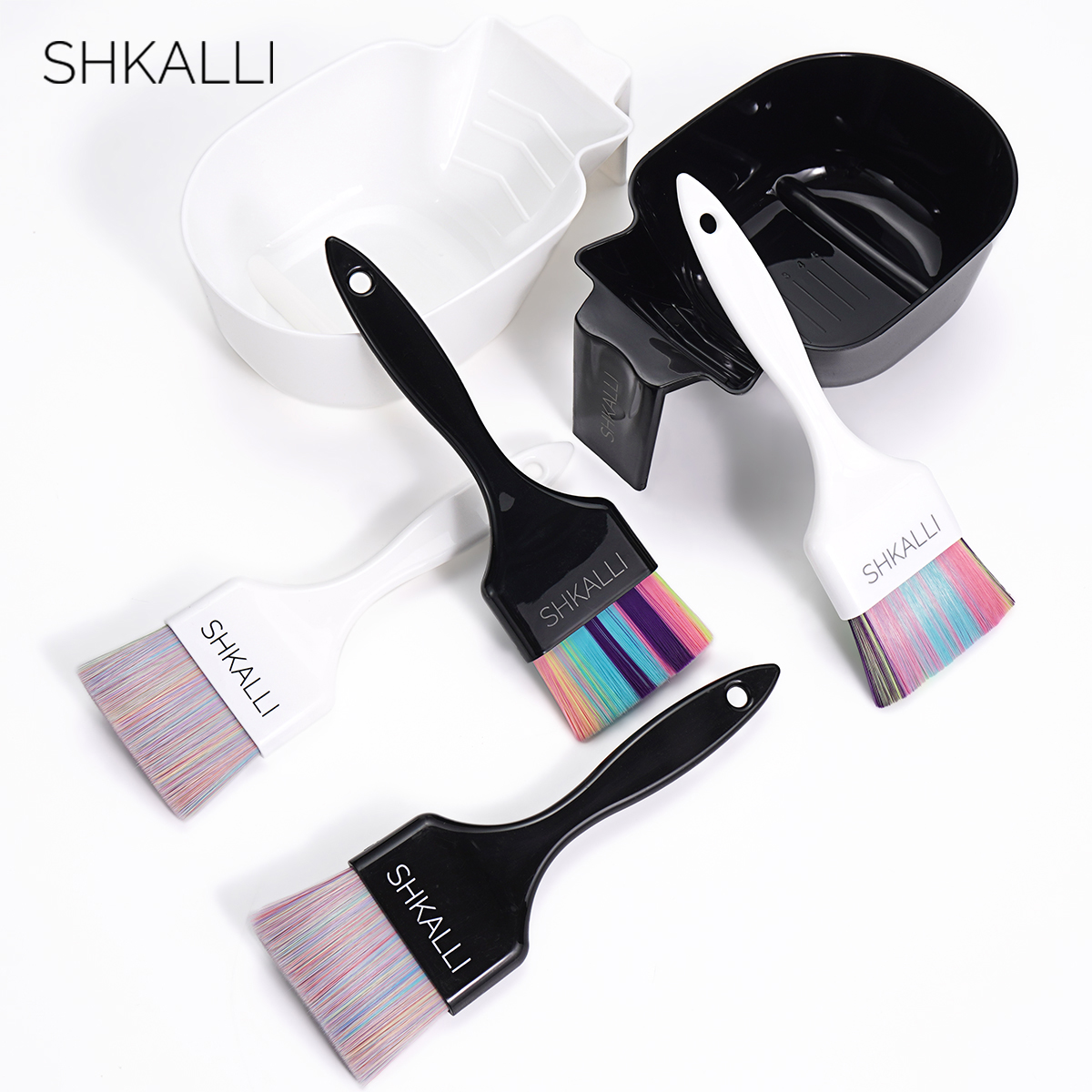 SHKALLI balayage brush set Colourful soft brushes Paste dyeing bowl Tool set for lightening hair