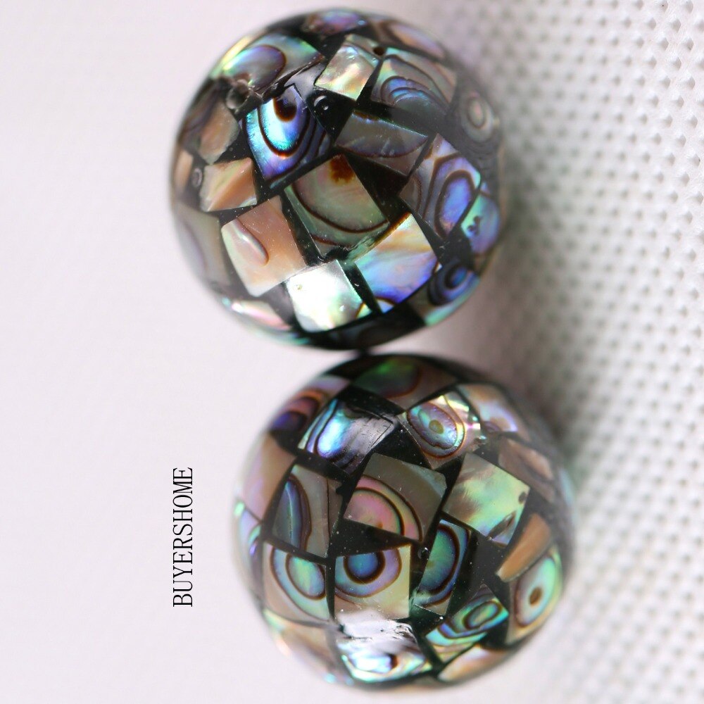 Ball 10MM 12MM 14MM 16MM 18MM 20MM Natural Blue Zealand Abalone Shell Loose Bead 2Pcs RK077-082