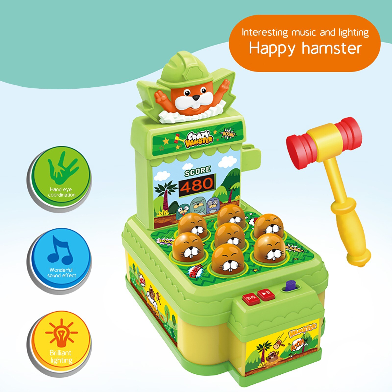 Whac-A-mole Elektrische Muziek Hamster Game Machine Voor Pocket Mole Elektronische Plastic Kids Spel Speelgoed Детские игрушки W3