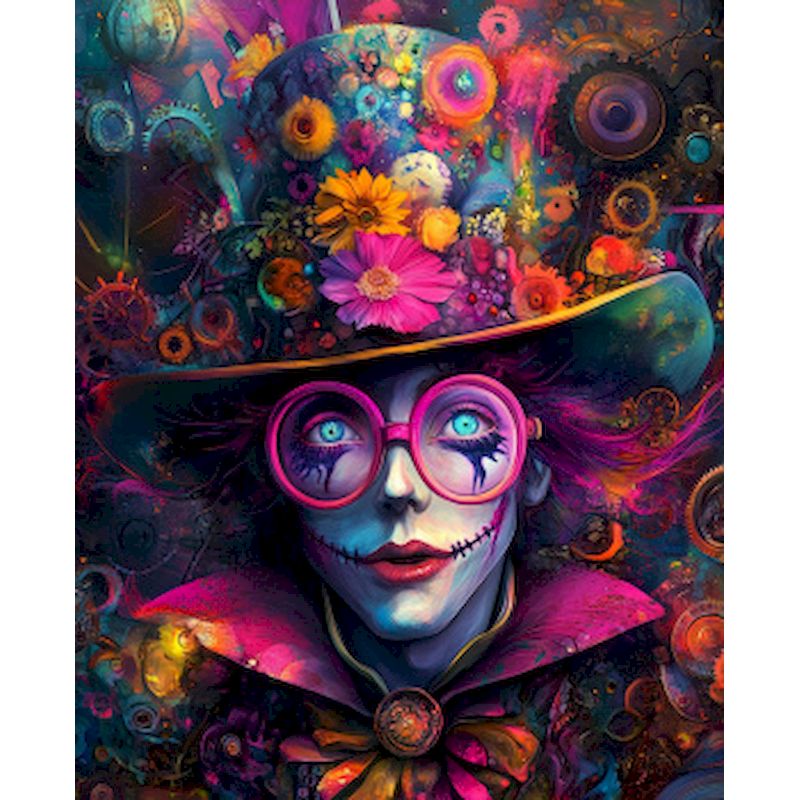 Fotoanpassad målning efter nummer clown för vuxna diy-kit figurmålning på duk akrylfärg teckning handmålad heminredning: Ljusgrå / 24 x 24cm