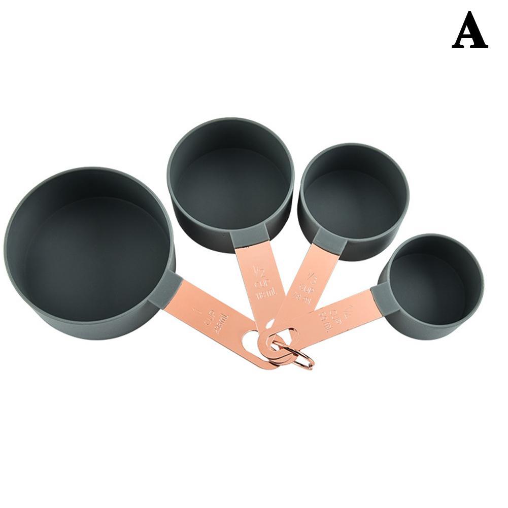 4Pcs/Set Steel Measuring Cups Spoons Kitchen Measuring Cup Cooking Set Handle Baking Steel Tools Measur P5S4: A