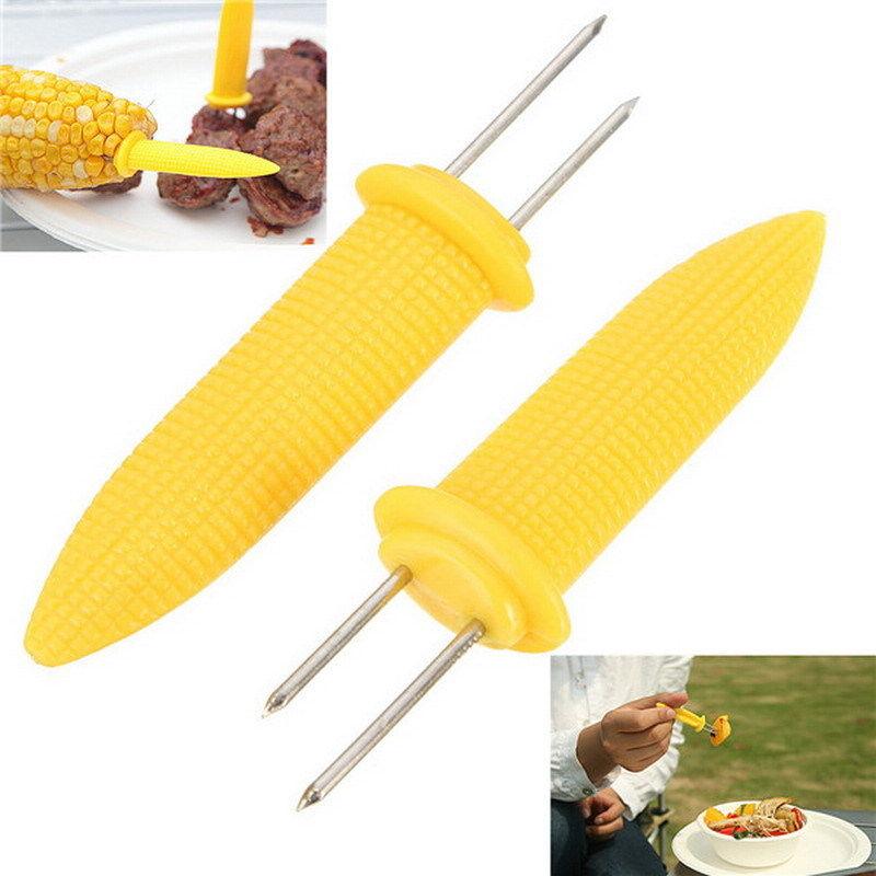 12pcs Corn Forks Corn On Cob Skewers Stainless Steel Food Forks Sweetcorn BBQ Fork Kitchen Tool Fruit Holder Barbecue Supplies