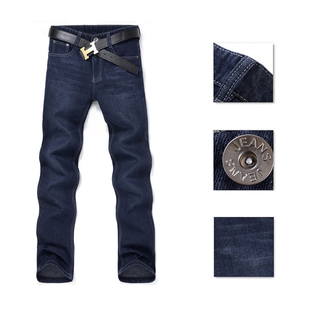 Pantalones vaqueros clásicos de corte medio, rectos, informales, para hombre, pantalones largos, pantalones cómodos
