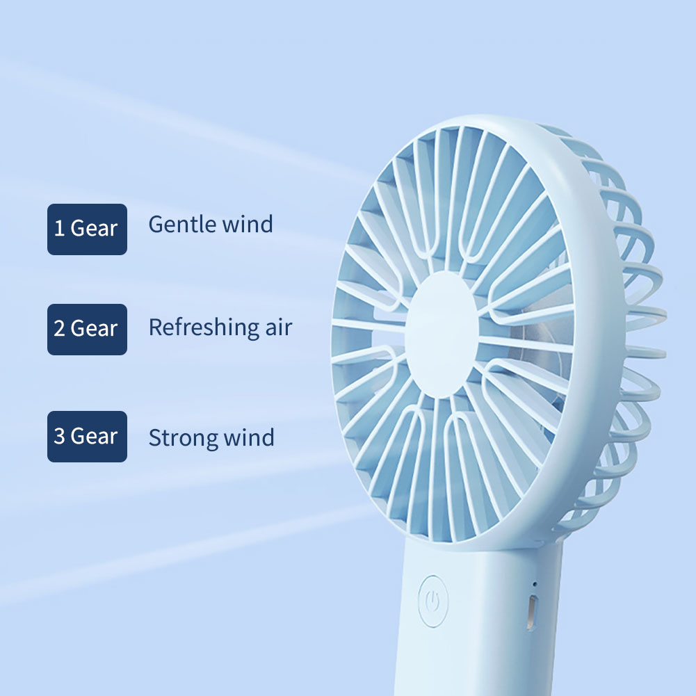 Ventilador portátil de mano recargable por USB, miniventilador de verano para exteriores, ventilador de escritorio de 3 engranajes con soporte para teléfono para oficina y estudio