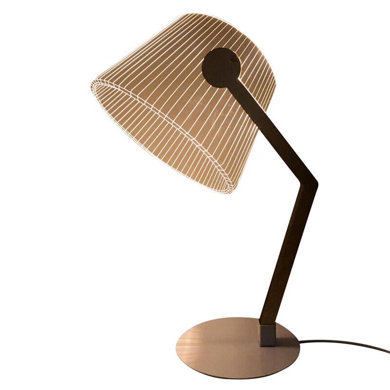 3D Effect Stereo Vision Led Bureaulamp Hout Beugel Acryl Lampenkap Led Lamp Woonkamer Slaapkamer Leeslamp Met Usb plug