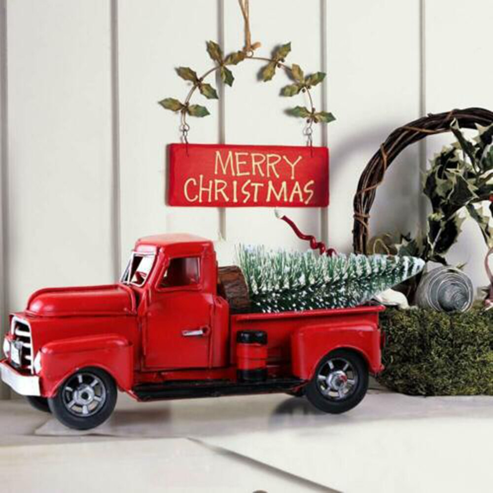 Rode Kerst Klassieke Rustieke Vintage Metalen Pickup Truck Kinderen Kerstpakketten Home Office Decor