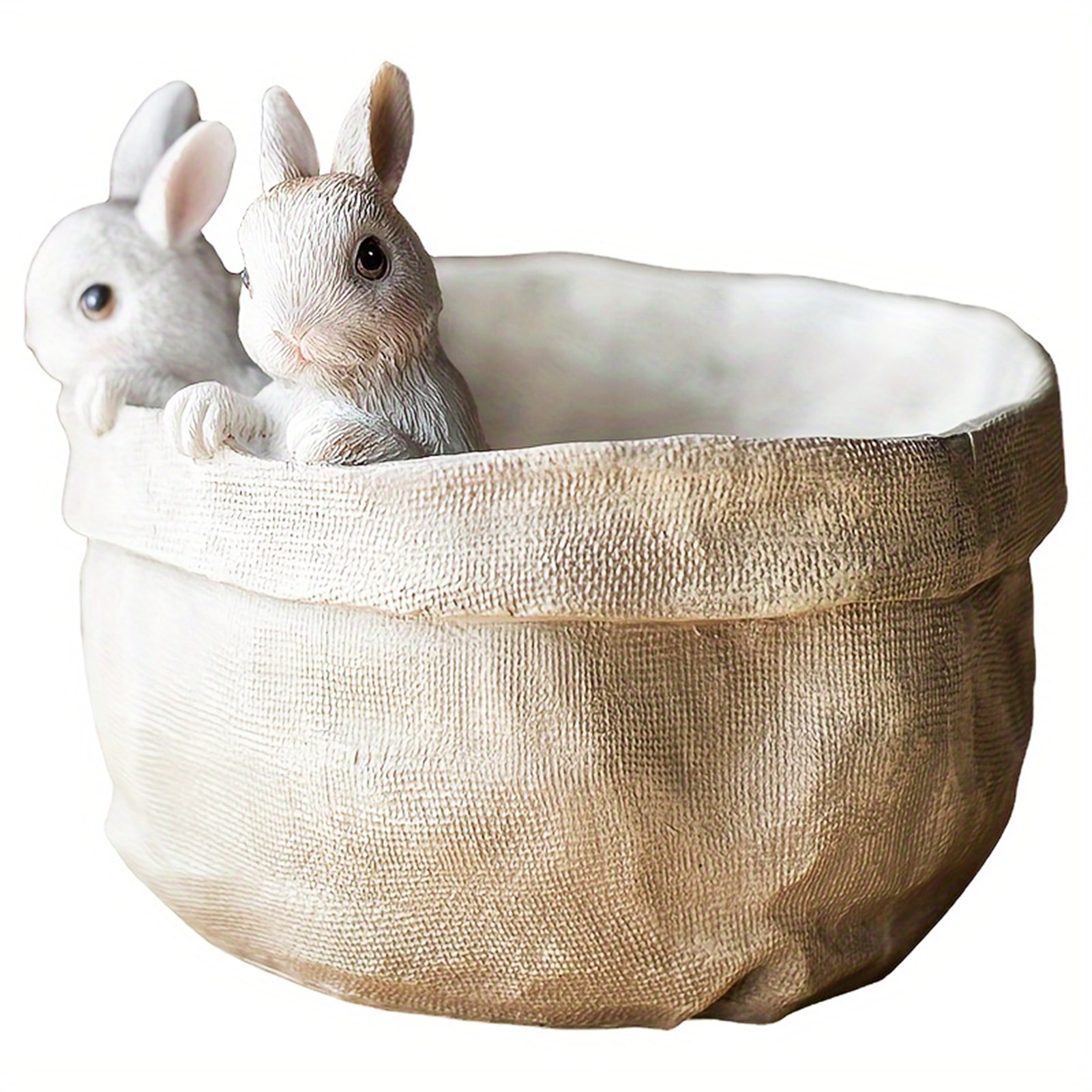 Maceta de conejito de Pascua, adorno realista con textura peluda, de conejo, florero decorativo que no se decolora, maceta artística Irregular: Default Title