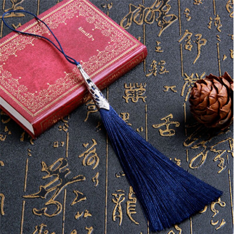 Tee itse 2 kpl sileä pystysuora pitkä tupsu riipus korvakorut korut tarvikkeet 13cm askartelu: Tummansininen  -2 kpl