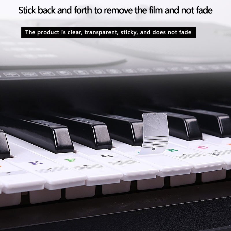 49/54/61/88 color Transparent Piano Keyboard Stickers Electronic Keyboard Key Piano Stave Note Sticker Symbol for White Keys